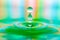 Colorful Water drop splash artful close-up
