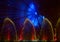 Colorful water fountains. Beautiful laser and fountains show