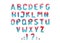 Colorful watercolor aquarelle font type handwritten hand draw abc alphabet letters