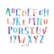 Colorful watercolor aquarelle font type handwritten hand draw abc alphabet letters