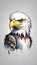 Colorful watercolor Bald Eagle head illustration on a white background