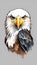 Colorful watercolor Bald Eagle illustration on a white background