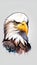 Colorful watercolor Bald Eagle illustration on a white background