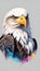 Colorful watercolor Bald Eagle illustration on a white background