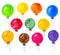 Colorful watercolor balloons on white