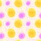 Colorful watercolor dots background, yellow and