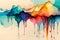 Colorful watercolor dripping landscape painting. ai generated