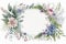 Colorful Watercolor Floral Frame for Spring Invitations.