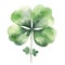 Colorful watercolor four petalled clover leaf illustration