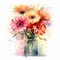 Colorful Watercolor Gerbera Bouquet: Vibrant Blooms In Paul Hedley Style