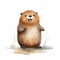 Colorful Watercolor Illustration Of A Cute Beaver