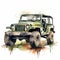 Colorful Watercolor Jeep Clipart With Realistic Lifelike Style