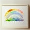 Colorful watercolor painting of a rainbow on white textured paper.