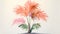 Colorful Watercolor Palm Tree With Orange Bloom