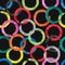 Colorful watercolor rings seamless pattern.