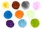 Colorful Watercolor Round Collection. Art Graphic Splash Drawing. Creative Illustration with Dot on Paper. Watercolor