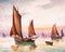 Colorful Watercolor Sailboats on the sea