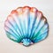 Colorful Watercolor Seashell Plate Sticker