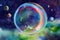 Colorful watercolor soap bubble interior poster.