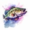 Colorful Watercolor Splash: Realistic Bass Clipart