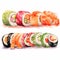 Colorful Watercolor Sushi: Realistic And Cartoon-style Sushi Art