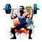 Colorful Watercolor Weightlifting Illustration With Intense Color Saturation