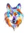 Colorful watercolor wolf\'s head