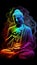 Colorful Watercolored Buddha Statue in Neon Style AI Generative