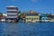 Colorful waterfront colonial houses Panama