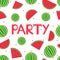 Colorful watermelons and word Party.