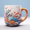 Colorful Waves Ceramic Mug With Detailed Illustrations