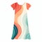 Colorful Waves Nightgown Design: Graphic, Minimalist, Simple, Vector