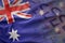 Colorful waving national flag of australia on a euro money banknotes background.