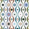 Colorful wavy lines and circles textile seamless pattern.