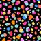 Colorful wavy spots, dots, blobs, cut outs seamless pattern