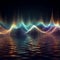colorful wavy vibrational sound waves on black background generative AI