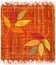 Colorful weave interlace plaid with embroidery of stylized leafs