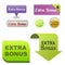 Colorful website extra bonus buttons design vector illustration glossy graphic label template banner.