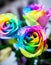 Colorful wet roses