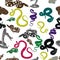 Colorful whimsical pattern with funny snakes.