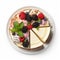 Colorful Whimsy Cheesecake With Berries And Mint Leaves
