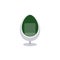 Colorful white egg chair with green inside lining - flat isolated icon