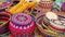 Colorful wicker souvenirs straw baskets, Ecuador