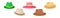 Colorful Wide-brimmed Felt or Cloth Hat Vector Set