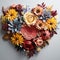 Colorful Wildflowers Arranged in a Heart Shape on a White Background AI Generated