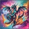 colorful winged dragon, pastel colors