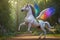 Colorful winged pegasus with unicorn horn