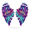 Colorful wings, sign, symbol, icon, vector illustration. Beautiful wings