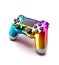 Colorful wireless gaming controller on white background, created with generative AI