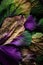 Colorful  withered leaves of  ornamental cabbage  close up shot natural light